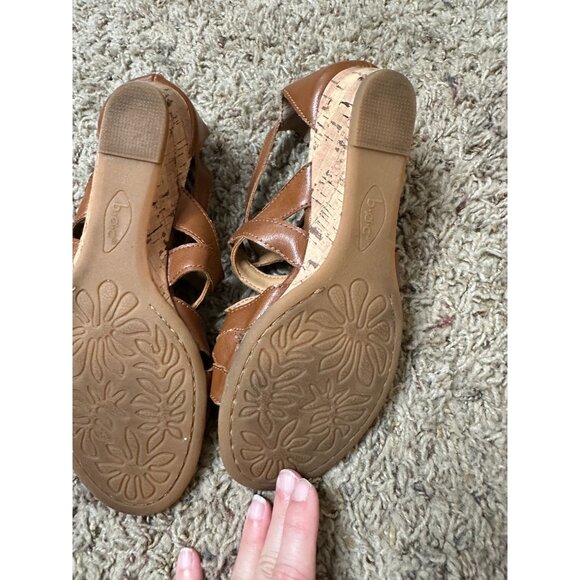 B.O.C Brown Strappy Sandals Women’s 7M Comfort Cushioned Sole Cork Wedge Design - Picture 6 of 9